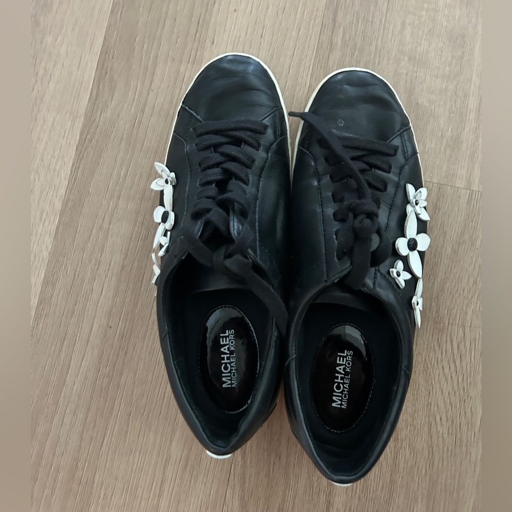 Michael Kors Black Sneakers with White Floral leather